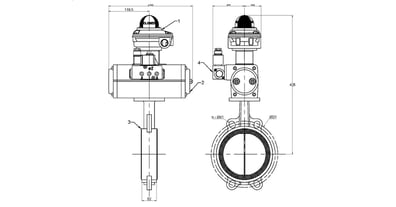 Wafer Butterfly Valve - On/Off (100mm) DA