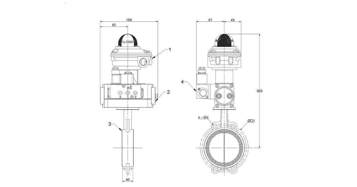 Wafer Butterfly Valve - On/Off (65mm) DA