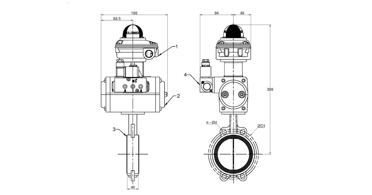 Wafer Butterfly Valve - On/Off (65mm) STC