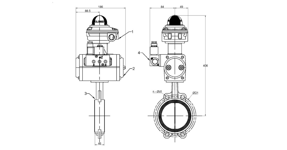 Wafer Butterfly Valve - On/Off (80mm) DA